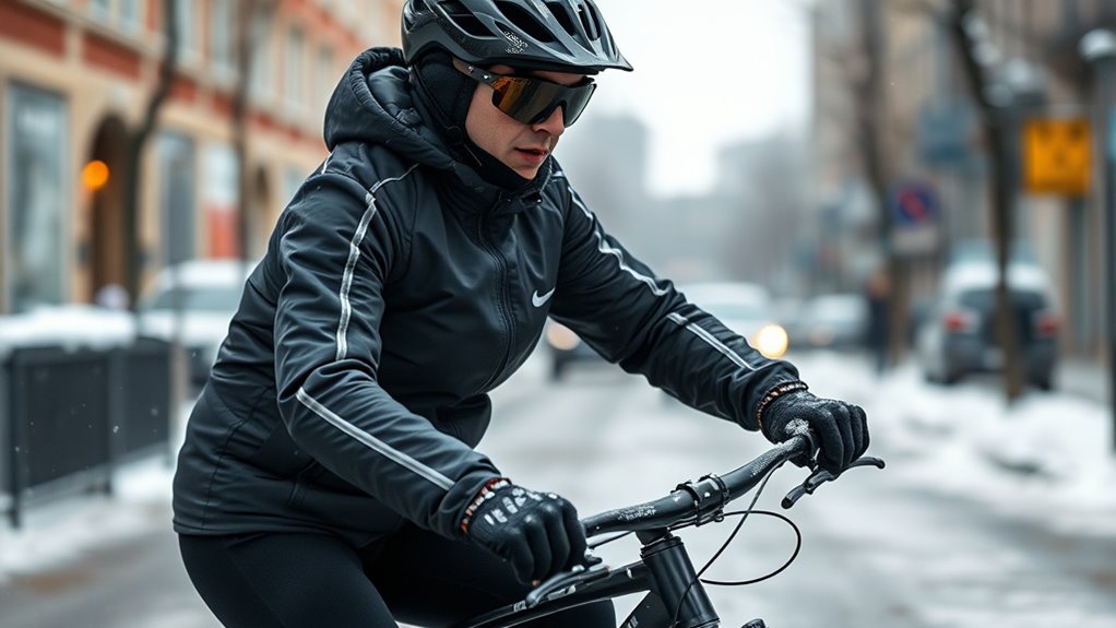 layered winter e bike gear