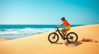 riding e bikes on beaches