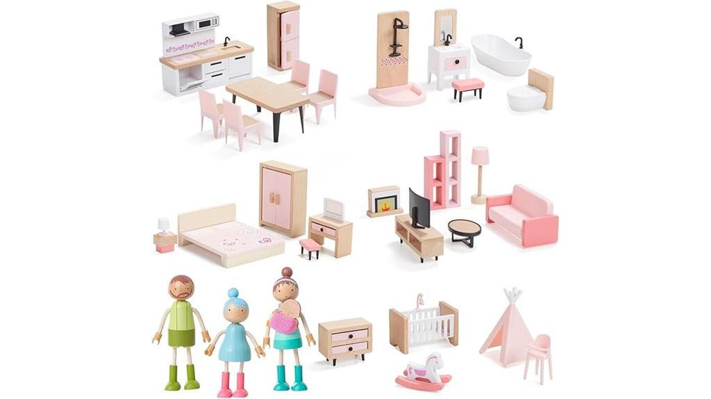 36 piece wooden dollhouse furniture
