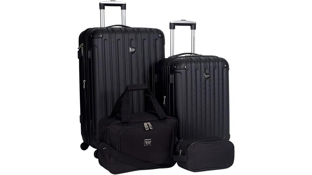 black 4 piece luggage set