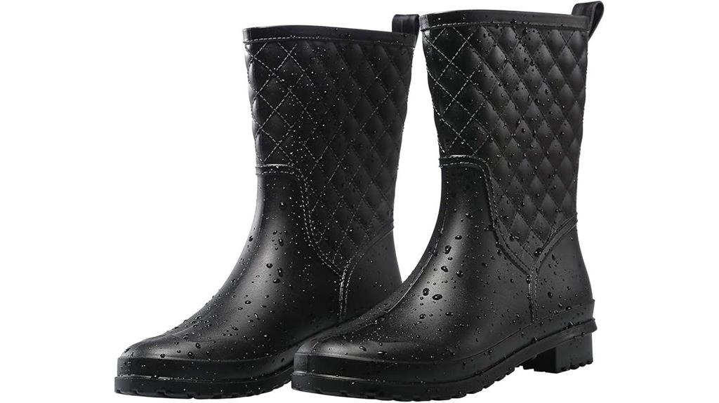 black waterproof rain boots