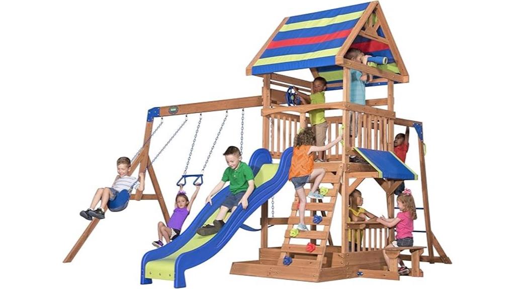 cedar swing set with slides