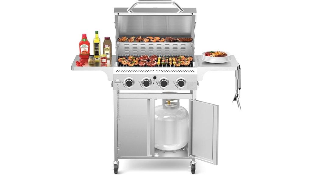 four burner stainless steel grill