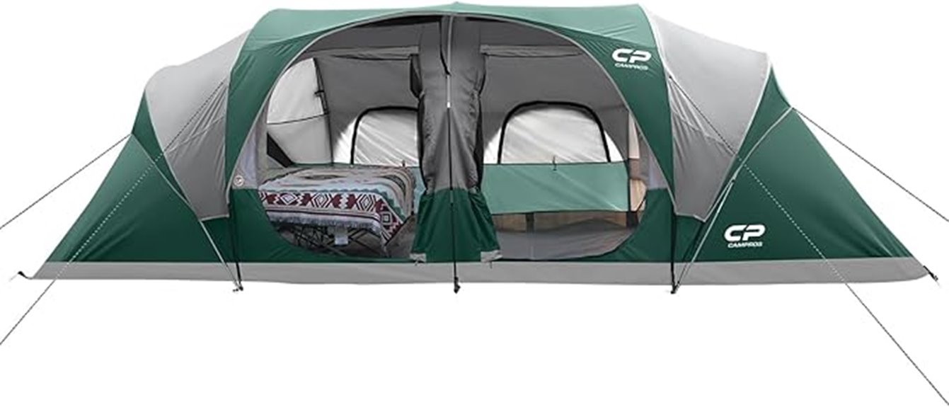 large camping tent with rainfly