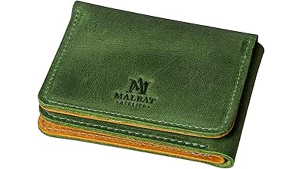 luxury green leather wallet