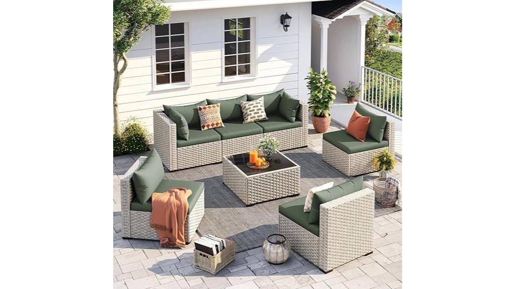 outdoor 7 piece wicker set