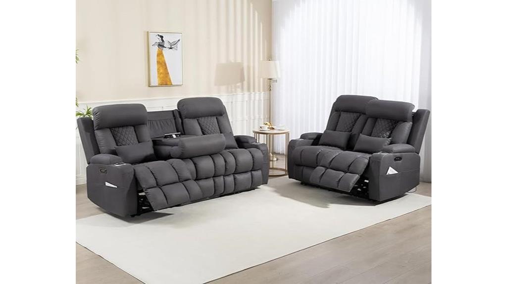 reclining sofa with adjustable headrest