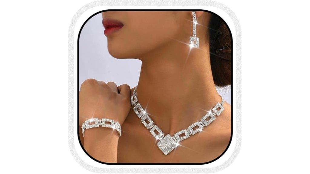 silver rhinestone wedding jewelry