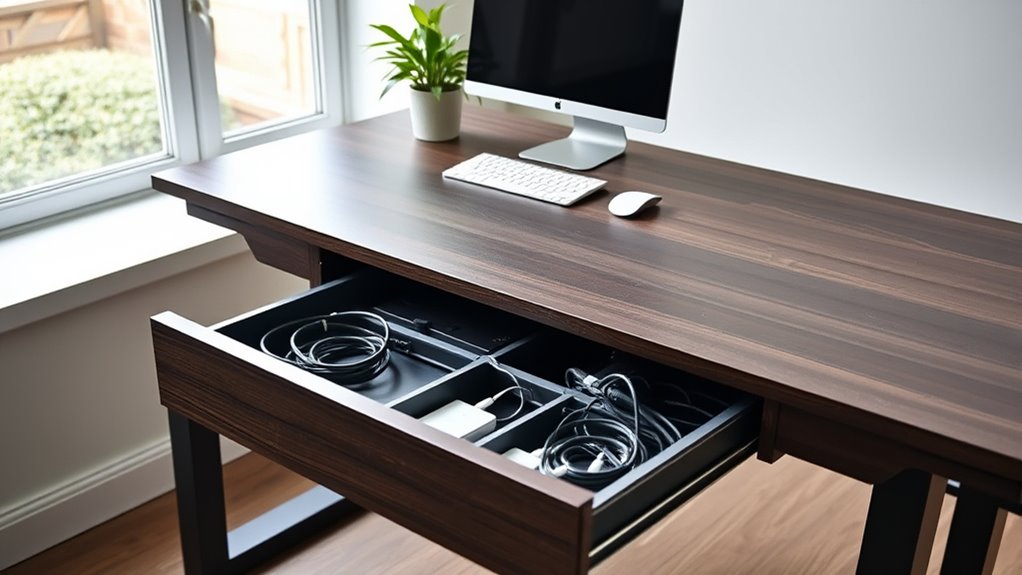 sit stand desks with cable storage
