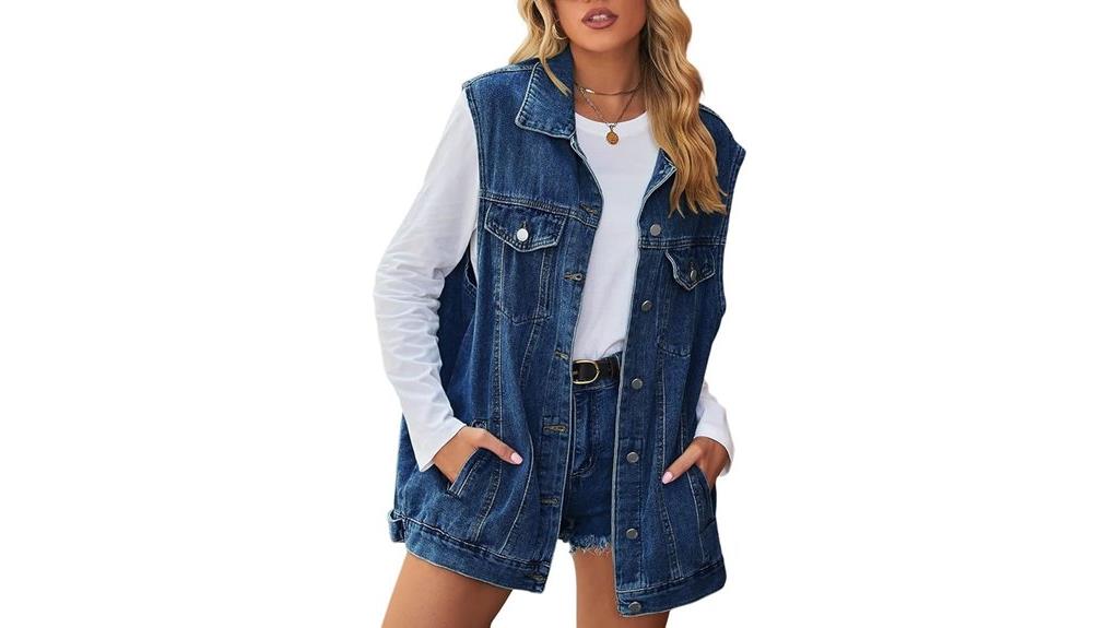 sleeveless button denim vest
