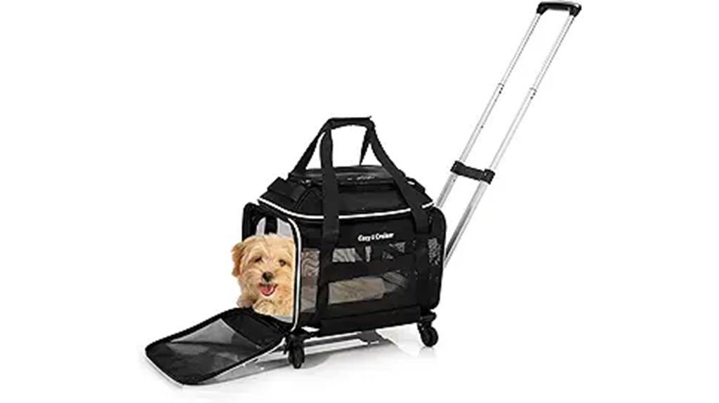 travel friendly wheeled pet carrier