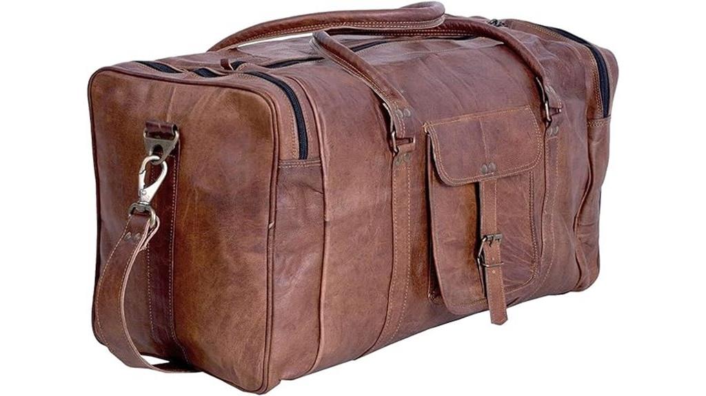 vintage leather duffle bag