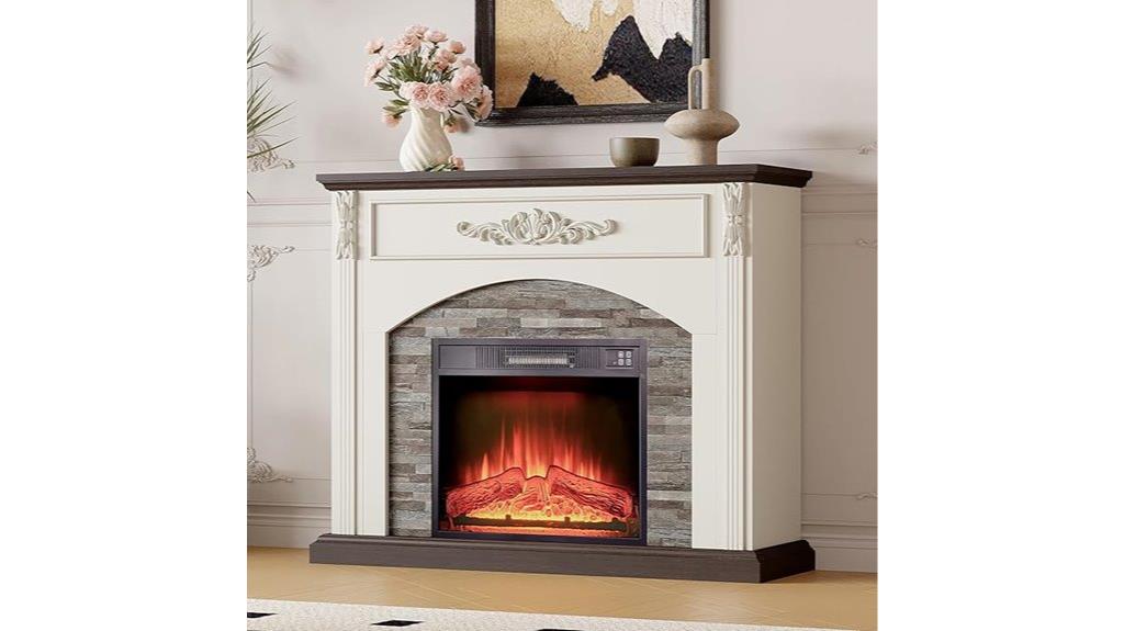 white 44 inch fireplace