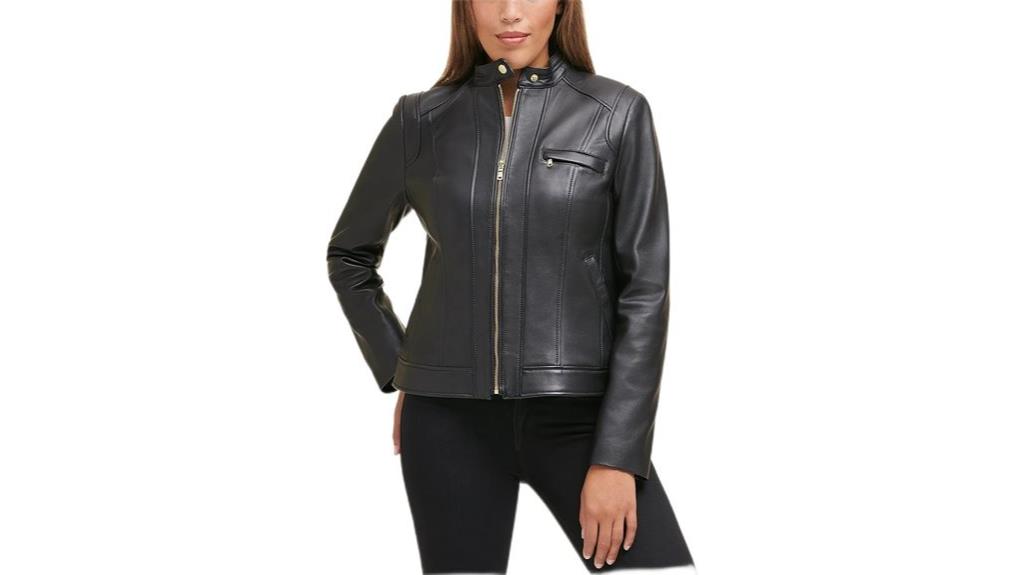 women s leather zip coat