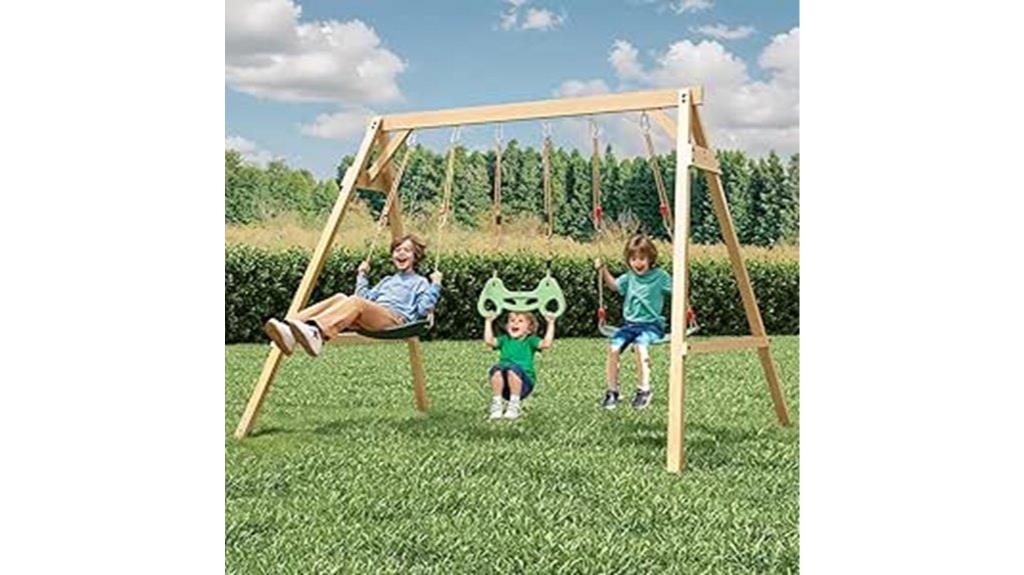 wooden kids swing set
